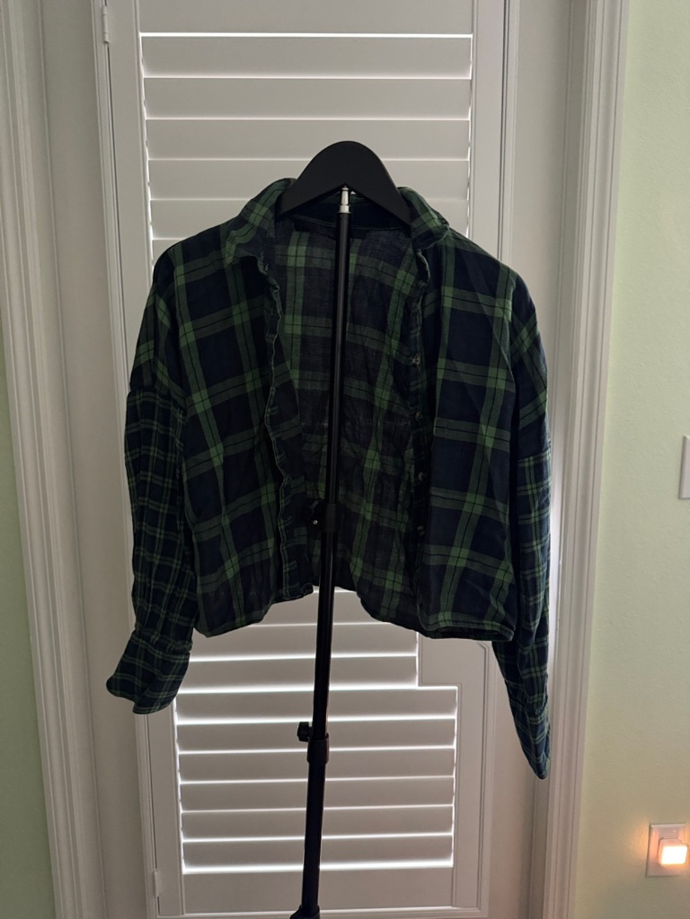 Topshop Green and Black Plaid Button-Down Shirt